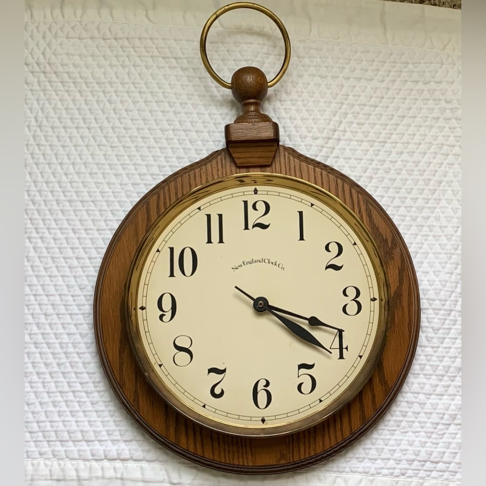 Vintage NewEnglandClockCo PocketwatchWall Clock Battery AsIs 💖 Priority Shipping